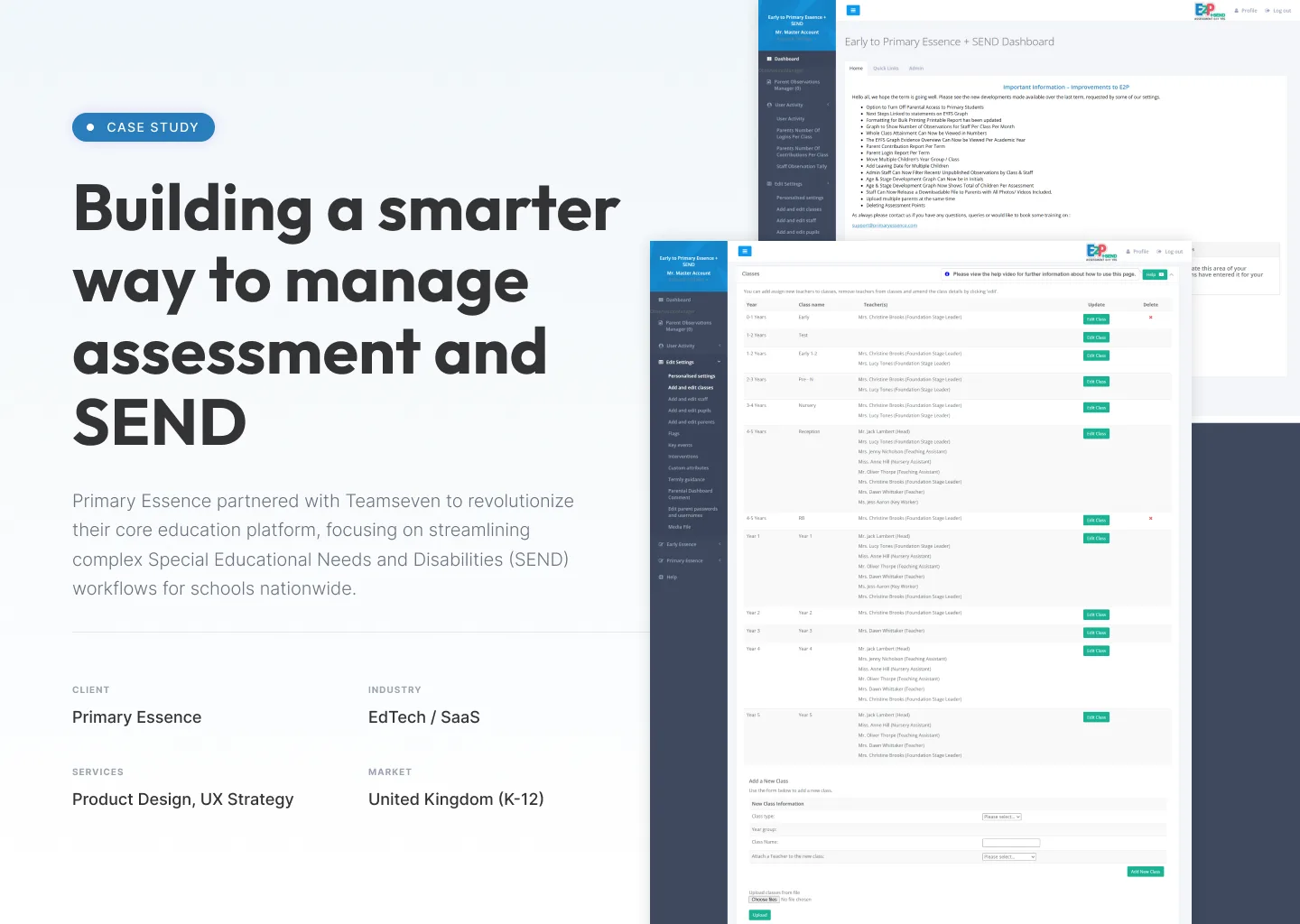 E2P+SEND — Early Years to Primary Assessment & SEND Platform — screenshot 1