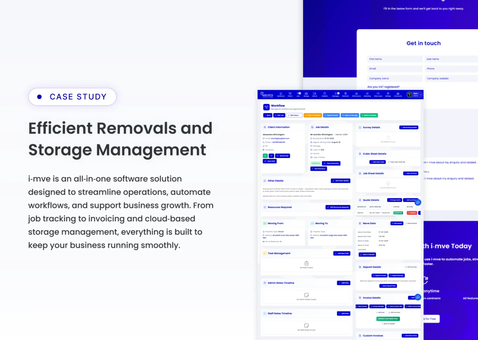 i-mve — Operations SaaS for the UK Removals Industry — screenshot 1