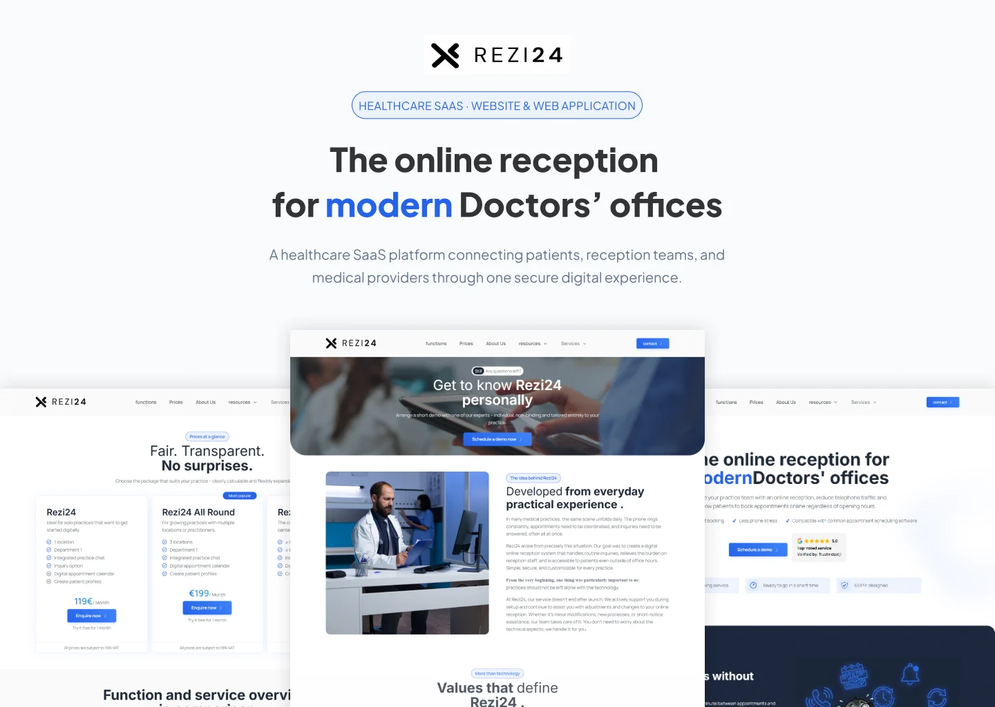 Rezi24 online reception SaaS for German medical practices