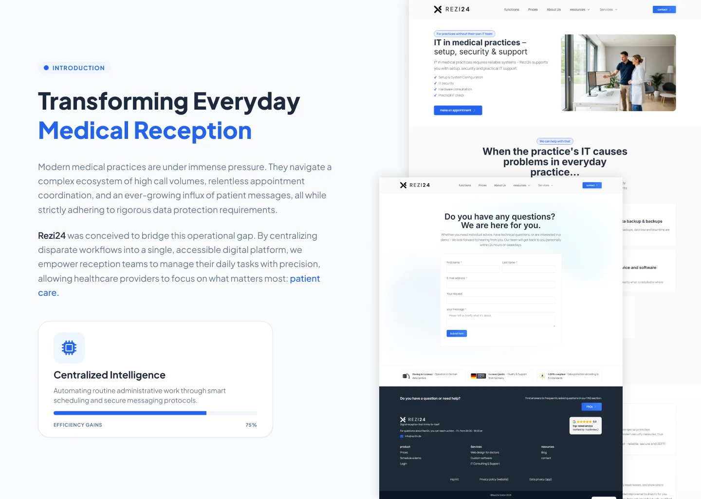 Rezi24 — Online Reception SaaS for German Doctors' Offices — screenshot 1