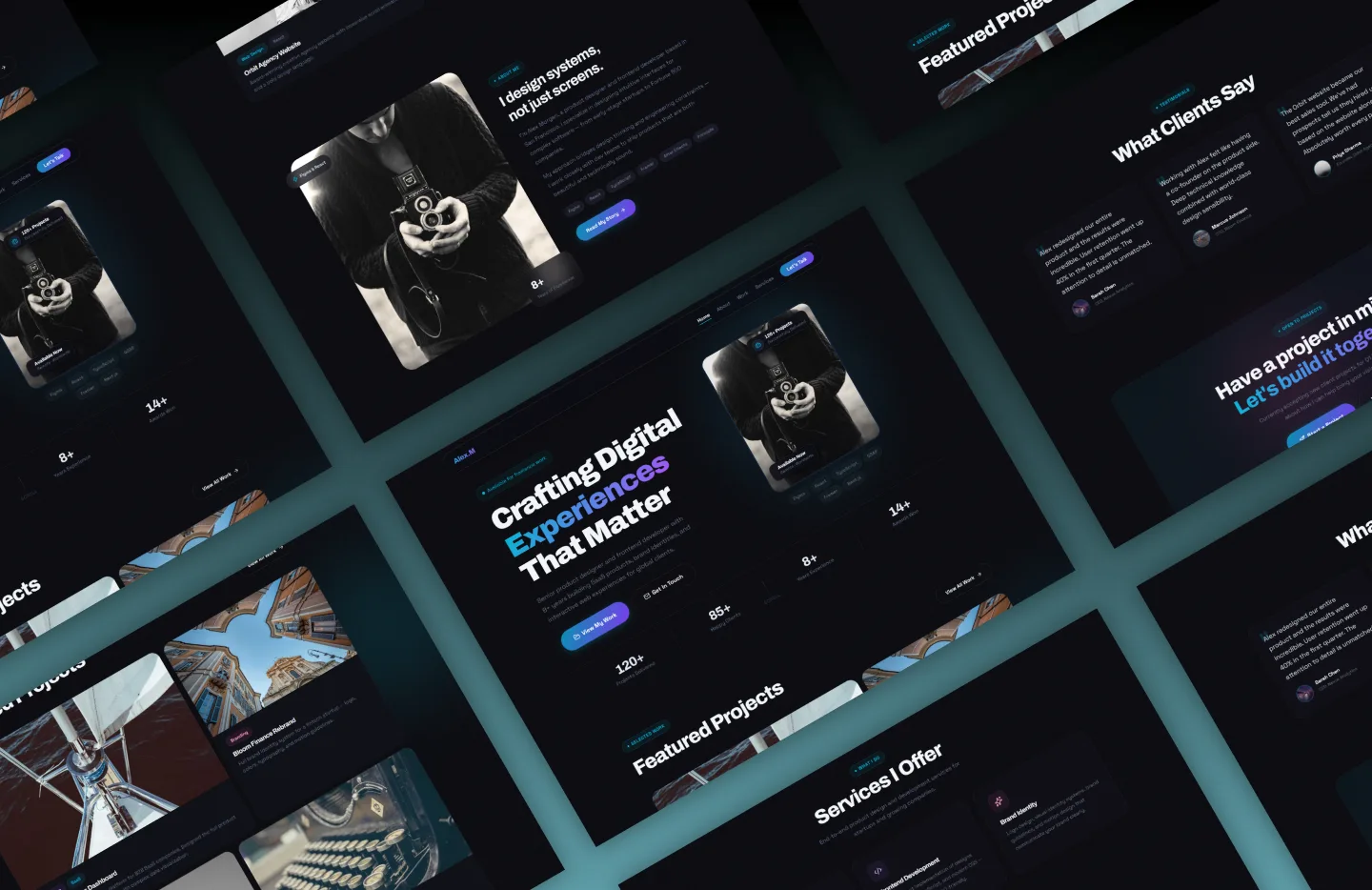 Portfolio-X about and services sections