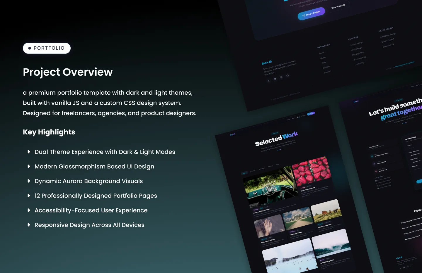 Portfolio-X animated hero section