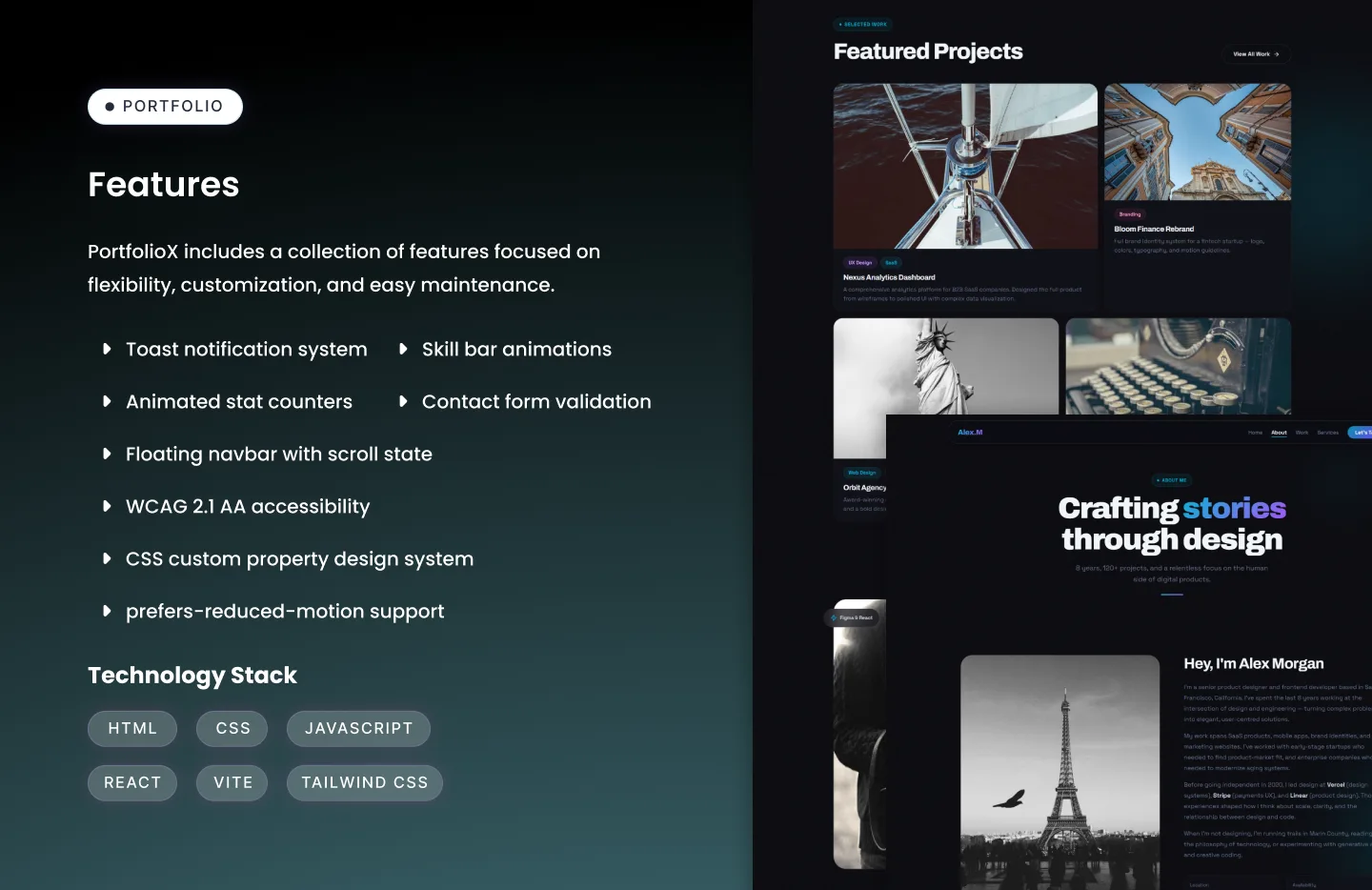 Portfolio-X featured project grid