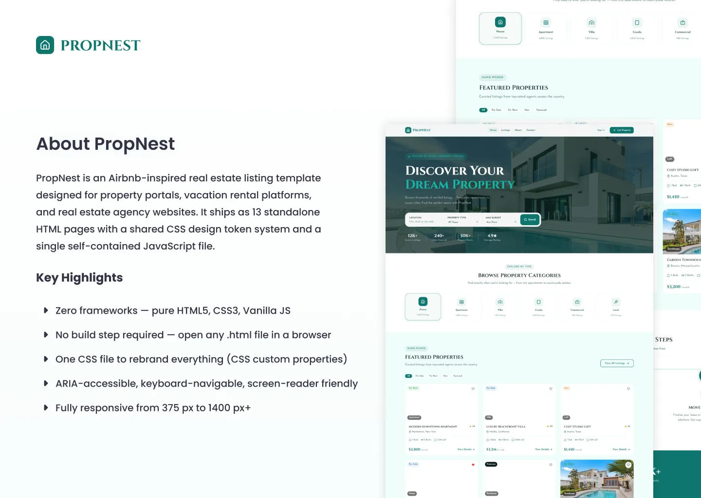 PropNest property listings and search interface