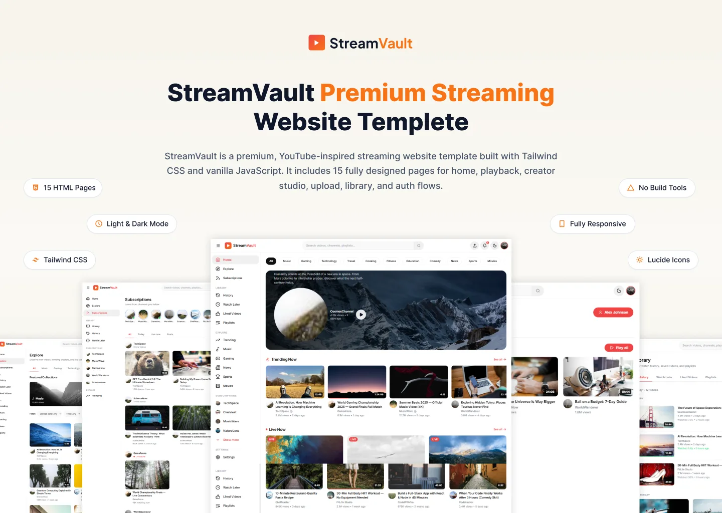 StreamVault video streaming platform template by Teamseven
