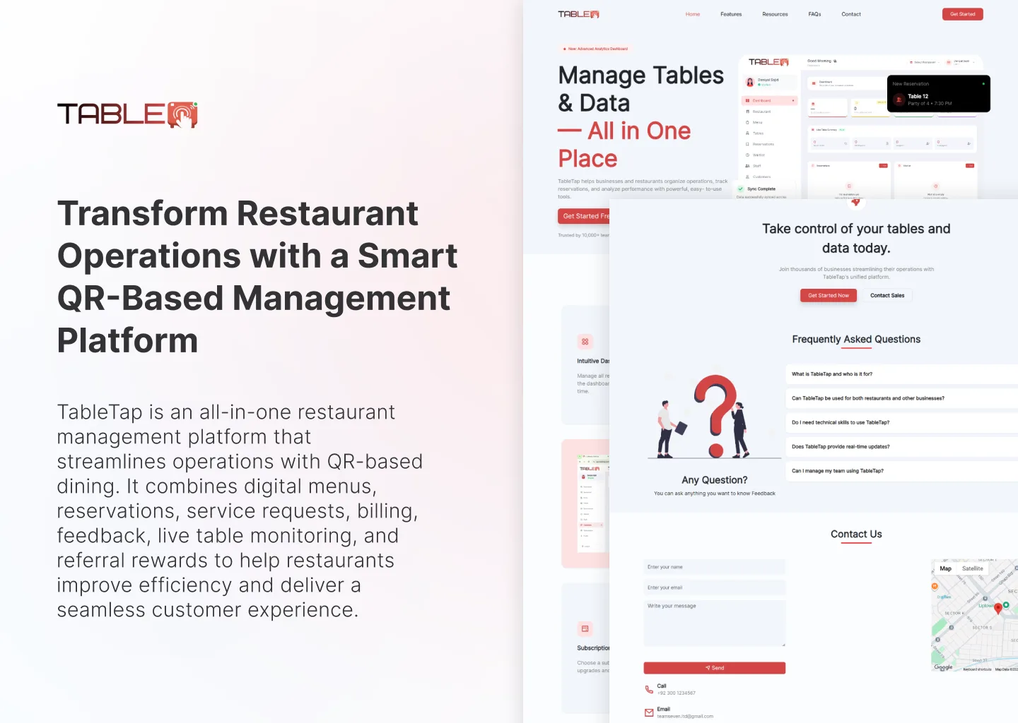 TableTap product overview — QR-based restaurant management platform site